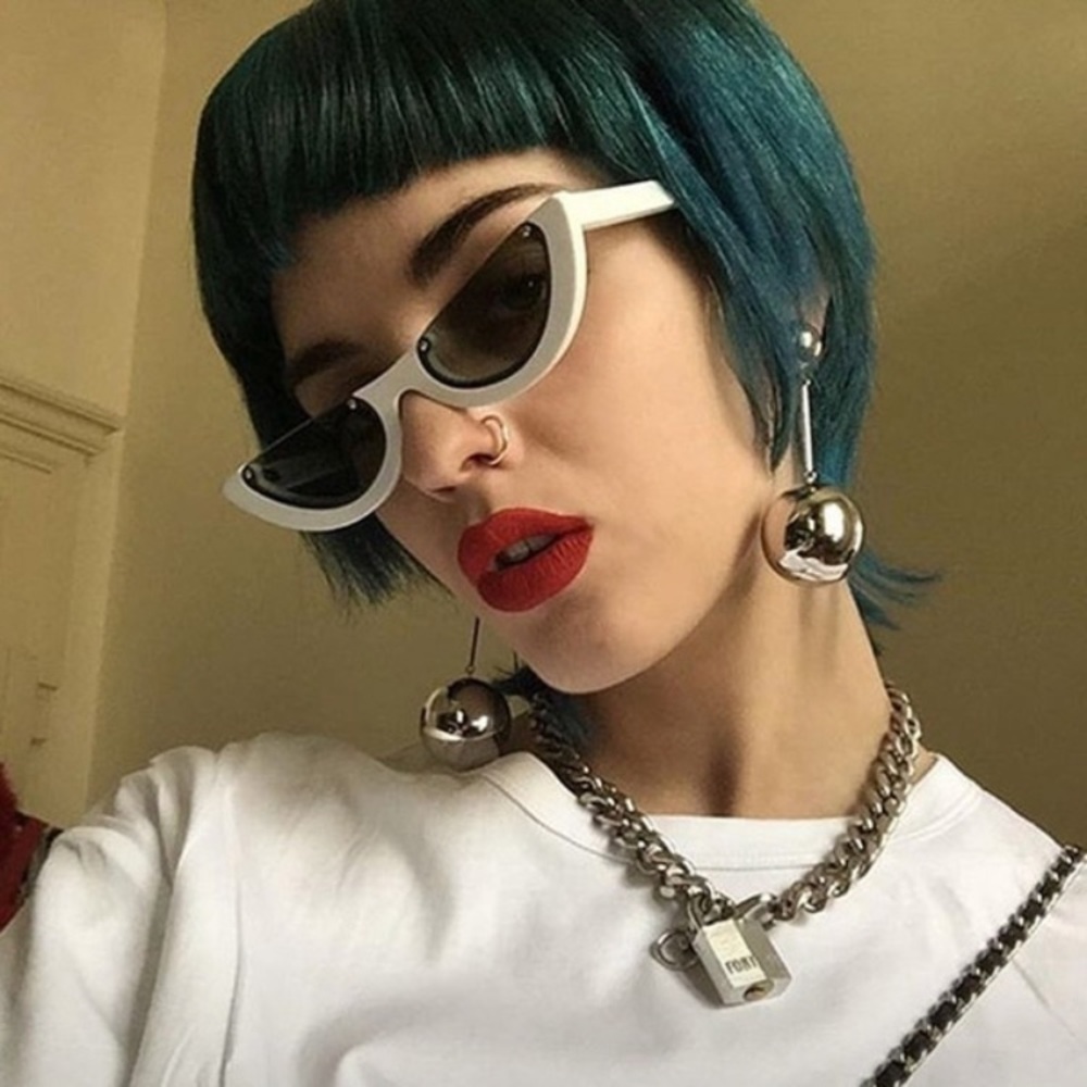 White and black half frame sunglasses